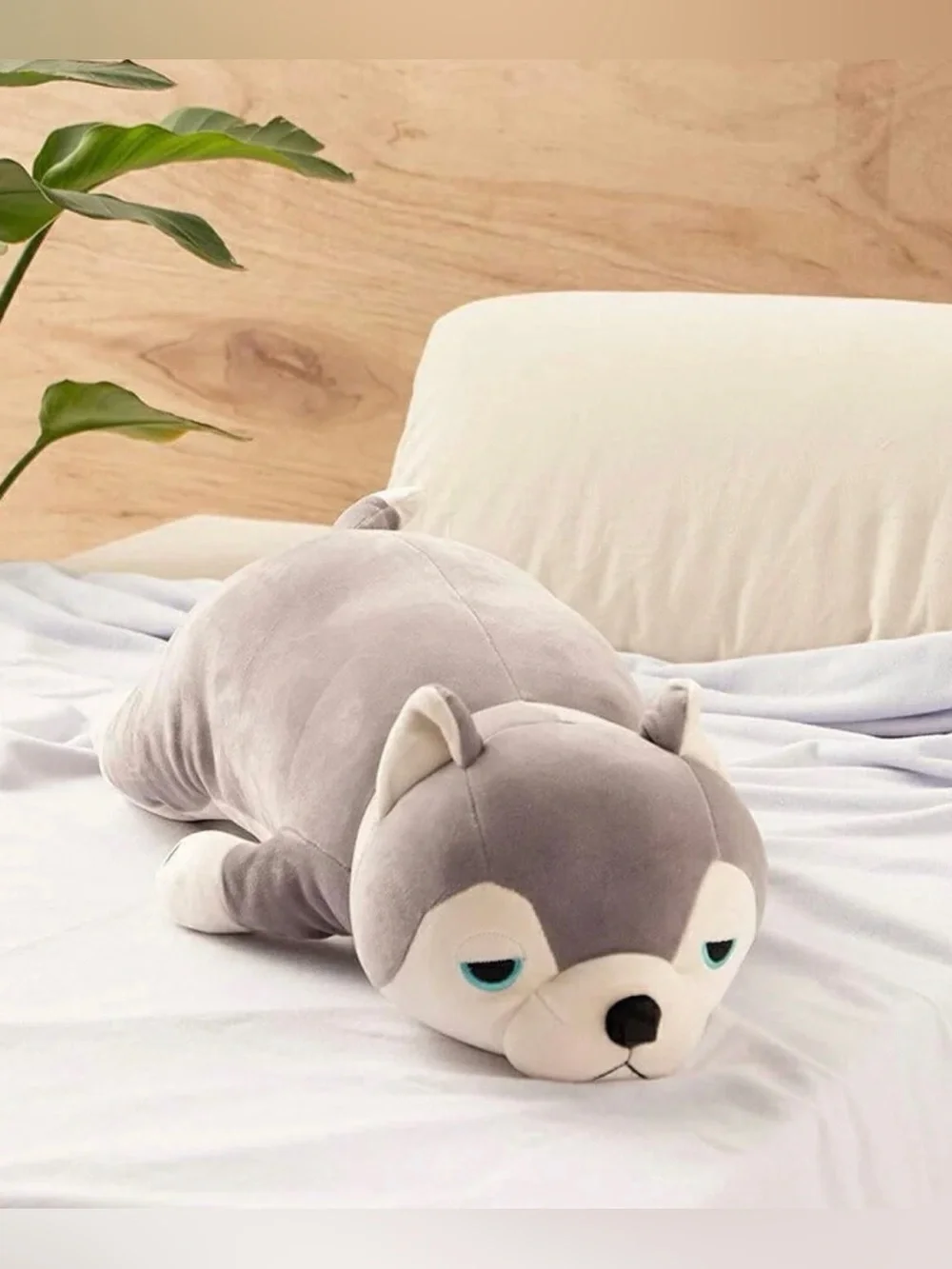 NEW Premium Nemu Nemu Animals Hug Pillow Husky Dog, Size L 26.4 inch